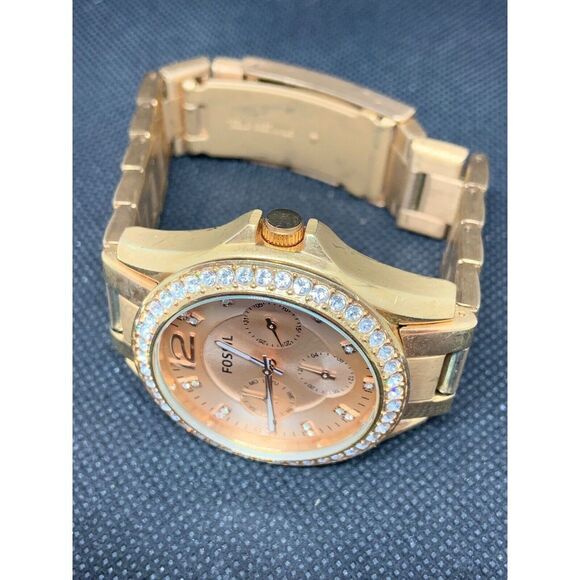 Fossil ES2811 Men's Watch Rose Gold Plated 38mm Case Quartz Analog Ladies O892 - Picture 4 of 8